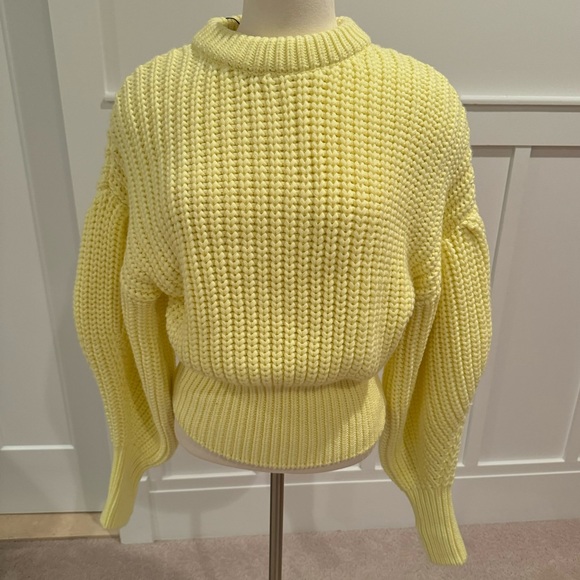Zara new yellow chunky knit balloon sleeve sweater size small - Picture 1 of 6